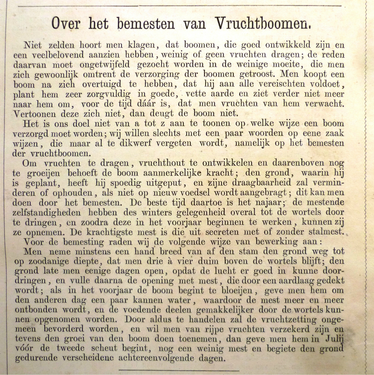 Over het bemesten van vruchtbomen; Katholieke Illustratie; 1867